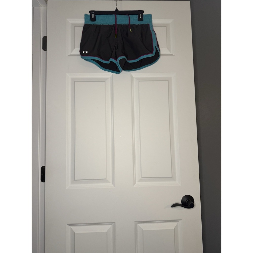 Under Armour Heat Gear Running Shorts W Liner Small Gray Teal Pink